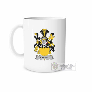 Harvey Irish Clan Coat of Arms Ceramic Mug White - 2D-tartanvibesclothing