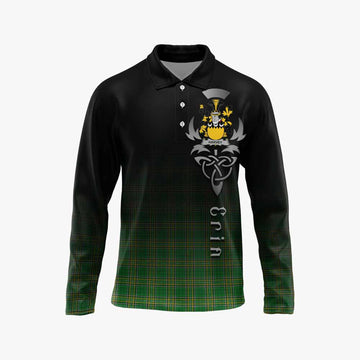 Harvey Irish Clan Long Sleeve Polo Shirt with Coat of Arms Erin Go Bragh Celtic Inspired Unisex - Tartan Vibes Clothing