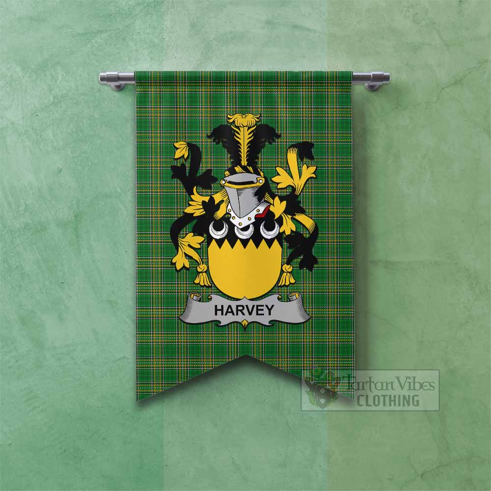 Harvey Irish Clan Tartan Gonfalon, Tartan Banner with Coat of Arms Fishtail - Tartan Vibes Clothing
