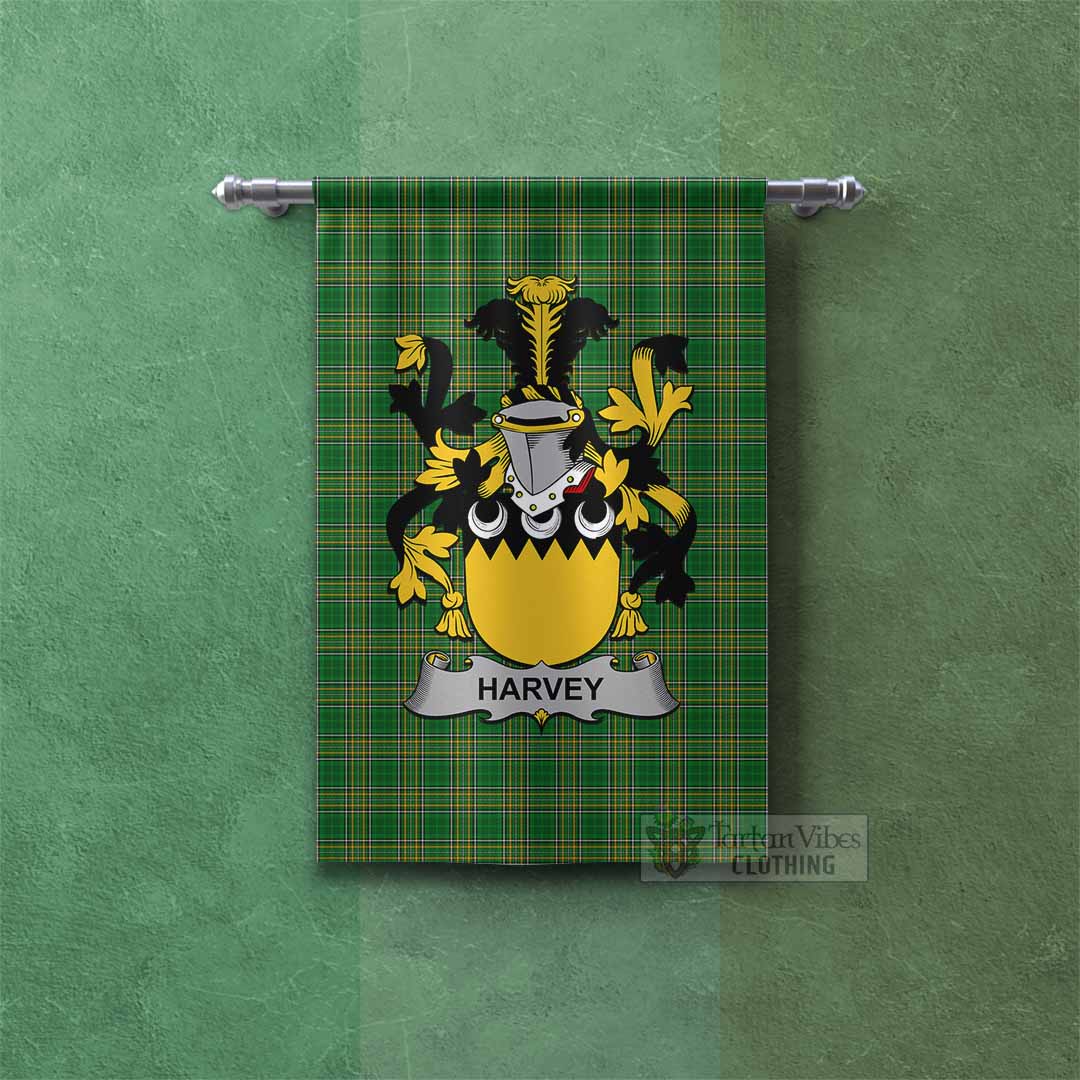 Harvey Irish Clan Tartan Gonfalon, Tartan Banner with Coat of Arms Rectangle - Tartan Vibes Clothing