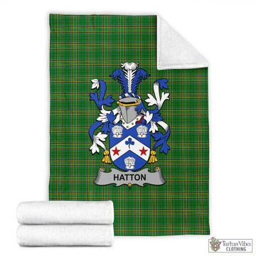 Hatton Irish Clan Tartan Blanket with Coat of Arms X-Large 59 x 79 inches 150 x 200 cm - Tartan Vibes Clothing