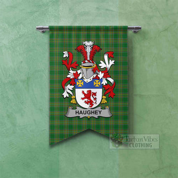 Haughey Irish Clan Tartan Gonfalon, Tartan Banner with Coat of Arms Fishtail - Tartan Vibes Clothing