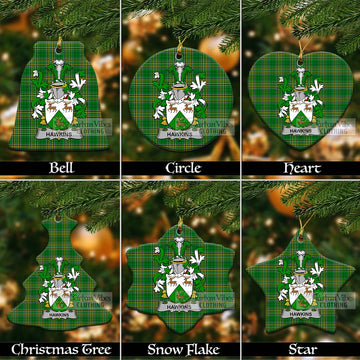 Hawkins Irish Clan Tartan Christmas Ceramic Ornament with Coat of Arms