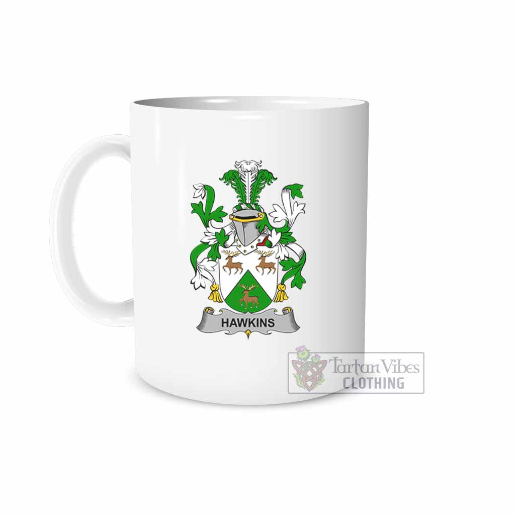 Tartan Vibes Clothing Hawkins Irish Clan Coat of Arms Ceramic Mug