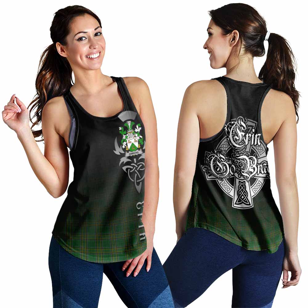 Hawkins Irish Clan Women's Racerback Tanks with Coat of Arms Erin Go Bragh Celtic Inspired 4XL - Tartan Vibes Clothing