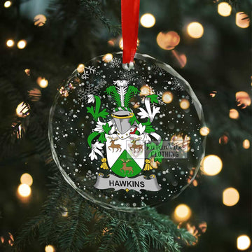 Hawkins Irish Clan Christmas Glass Ornament with Coat of Arms