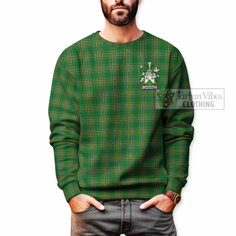 Hawkins Irish Clan Tartan Sweatshirt with Coat of Arms - Tartan Vibes Clothing