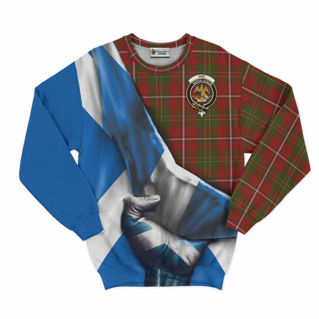 Tartan Vibes Clothing Hay Tartan Sweatshirt with Family Crest Scotland Patriotic Style