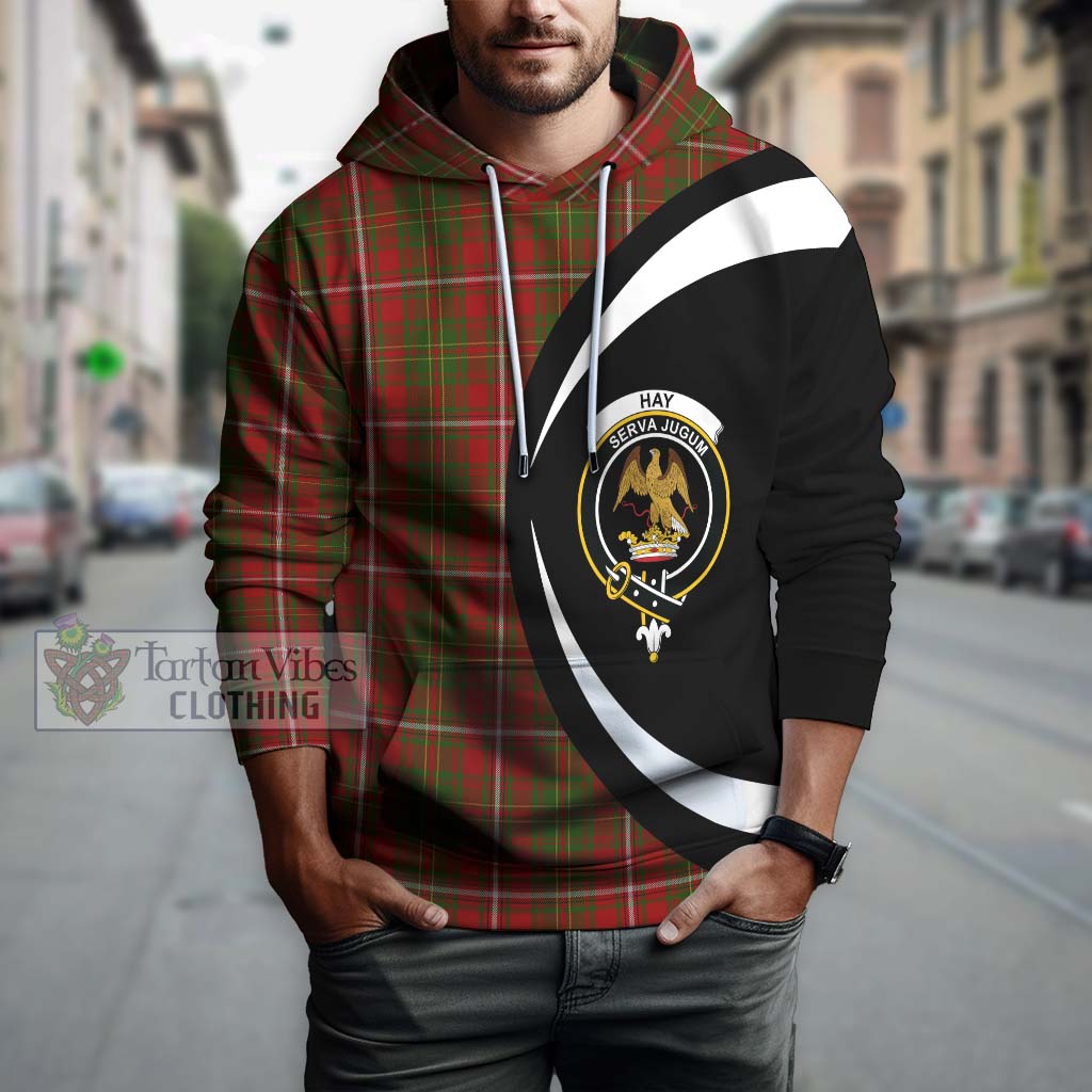 Hay Tartan Hoodie with Family Crest Circle Style Zip Hoodie - Tartan Vibes Clothing