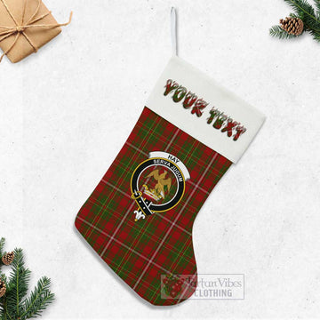 Hay Tartan Family Crest Christmas Stocking with Personalized Text