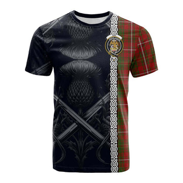 Hay Tartan Cotton T-shirt with Family Crest Cross Sword Thistle Celtic Vibes