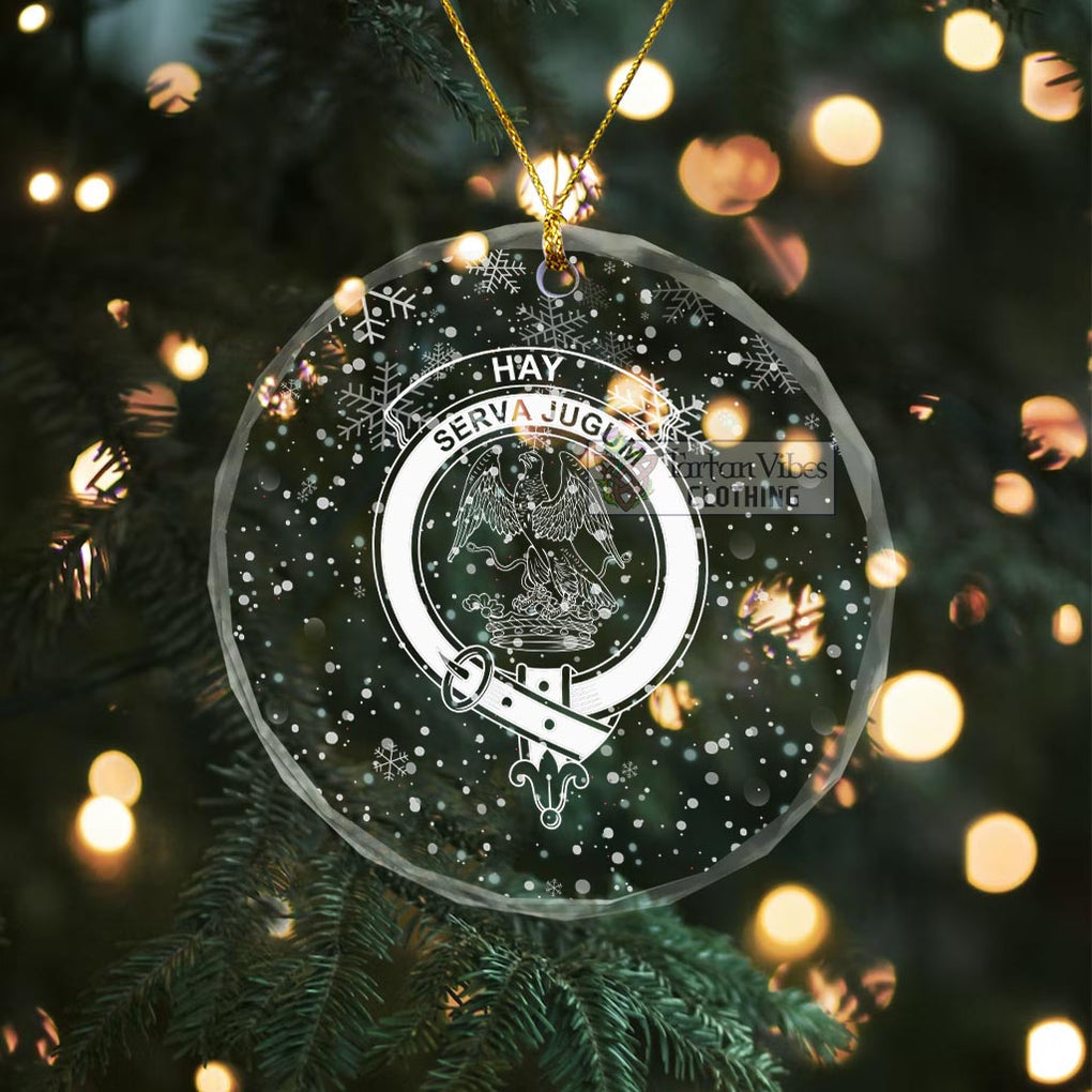 Tartan Vibes Clothing Hay Clan Crest Christmas Glass Ornament