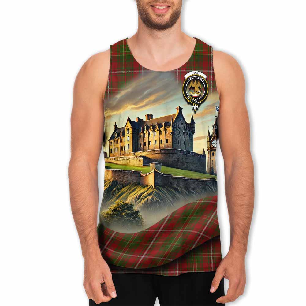 Hay Tartan Family Crest Men's Tank Top with Scottish Ancient Castle Style Men - Tartan Vibes Clothing