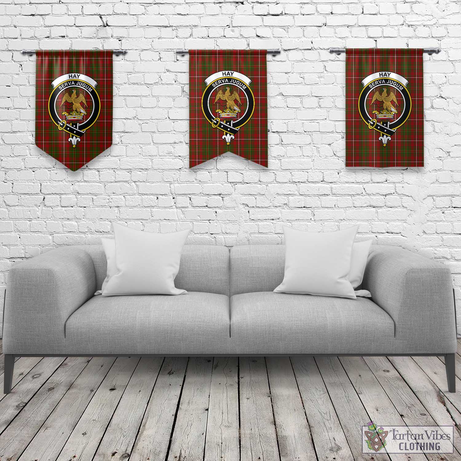 Tartan Vibes Clothing Hay Tartan Gonfalon, Tartan Banner with Family Crest