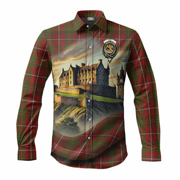 Hay Tartan Family Crest Long Sleeve Button Shirt with Scottish Ancient Castle Style Men's Shirt S - Tartan Vibes Clothing