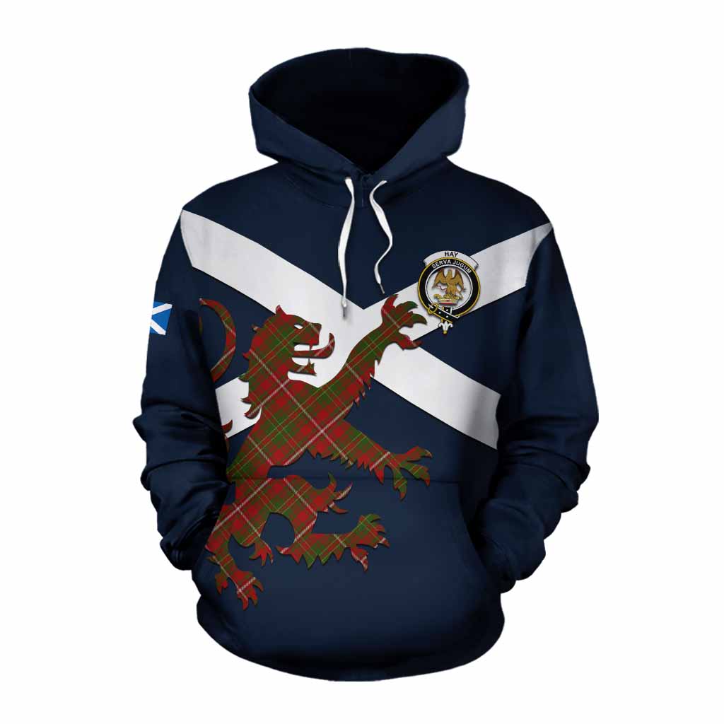 Tartan Vibes Clothing Hay Tartan Lion Rampant Cotton Hoodie Proudly Display Your Heritage with Alba Gu Brath and Clan Name