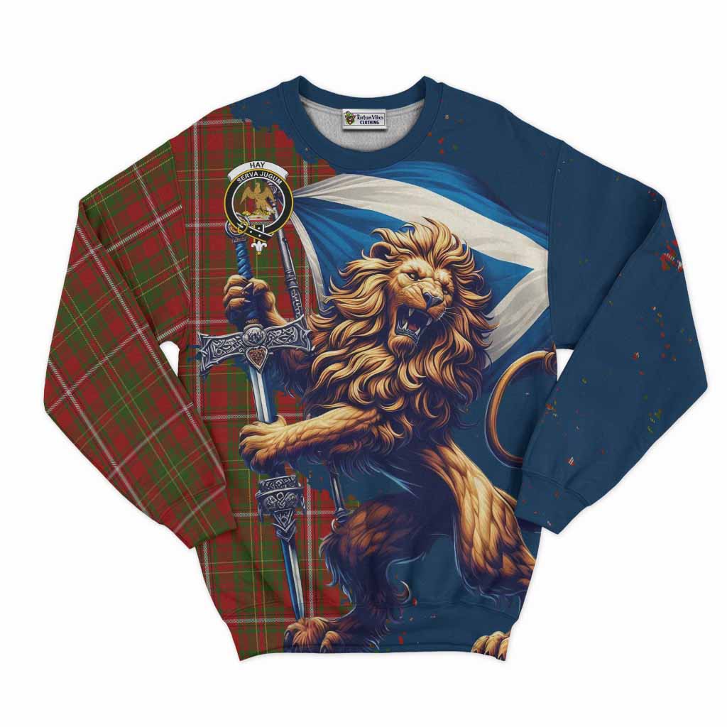 Tartan Vibes Clothing Hay Tartan Family Crest Sweatshirt with Scottish Majestic Lion