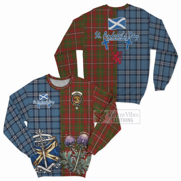 Hay Tartan Sweatshirt Happy St. Andrew's Day Half Tartan Style