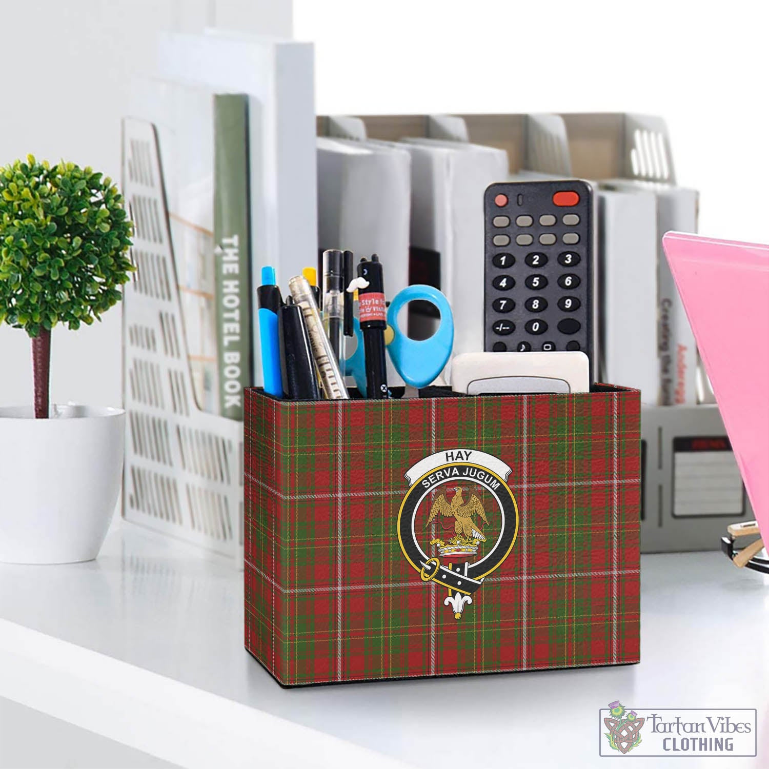 Tartan Vibes Clothing Hay Tartan Pen Holder with Family Crest