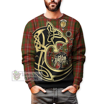 Hay Tartan Sweatshirt with Family Crest Celtic Wolf Style