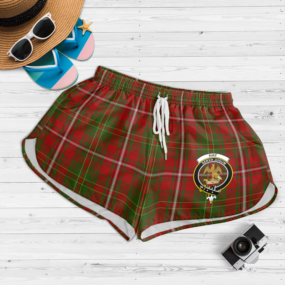 hay-tartan-womens-shorts-with-family-crest