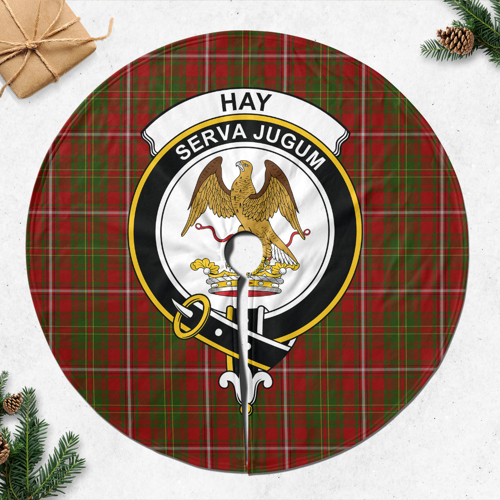 Hay Tartan Christmas Tree Skirt with Family Crest - Tartanvibesclothing