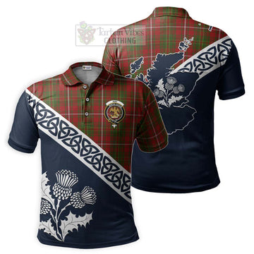 Hay Tartan Polo Shirt Featuring Thistle and Scotland Map