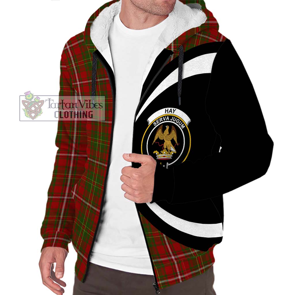 Hay Tartan Sherpa Hoodie with Family Crest Circle Style Unisex S - Tartan Vibes Clothing