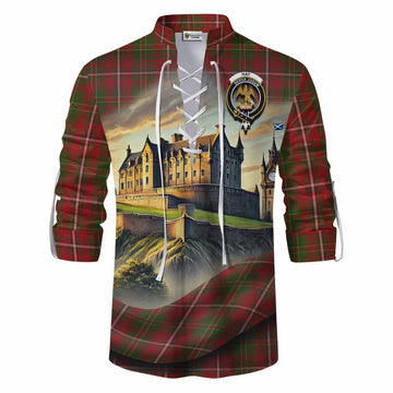 Hay Tartan Family Crest Ghillie Kilt Shirt with Scottish Ancient Castle Style Men - Tartan Vibes Clothing