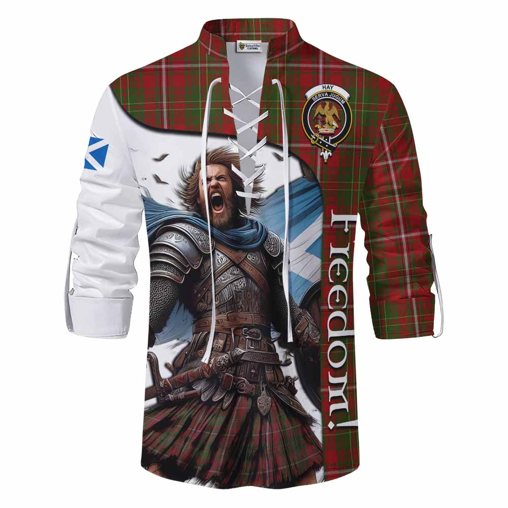 Tartan Vibes Clothing Hay Crest Tartan Ghillie Kilt Shirt Inspired by the Freedom of Scottish Warrior