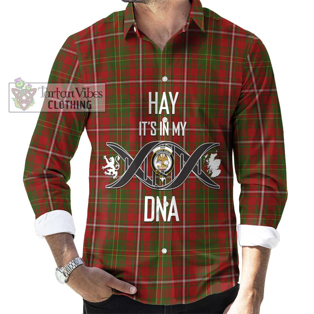 Hay Tartan Long Sleeve Button Shirt with Family Crest DNA In Me Style Men's Shirt S - Tartanvibesclothing Shop