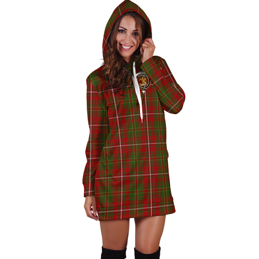 Hay Tartan Hoodie Dress with Family Crest - Tartan Vibes Clothing