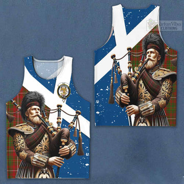 Hay Tartan Men's Tank Top with Family Crest Scottish Bagpiper Vibes