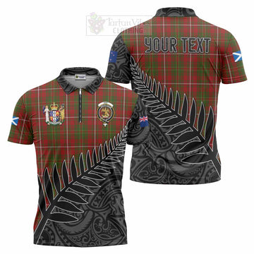 Hay Crest Tartan Zipper Polo Shirt with New Zealand Silver Fern Half Style