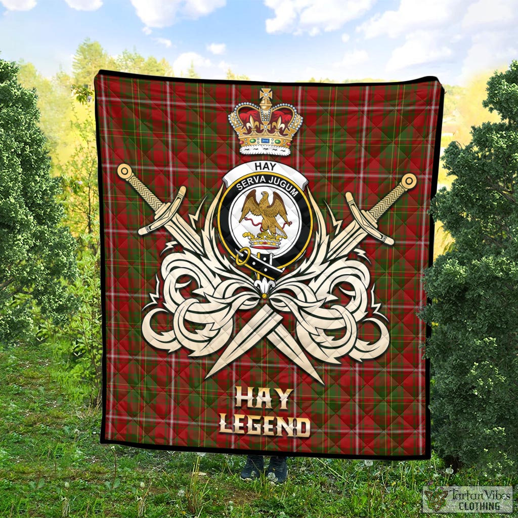 Tartan Vibes Clothing Hay Tartan Quilt with Clan Crest and the Golden Sword of Courageous Legacy