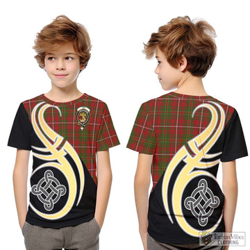 Hay Tartan Kid T-Shirt with Family Crest and Celtic Symbol Style