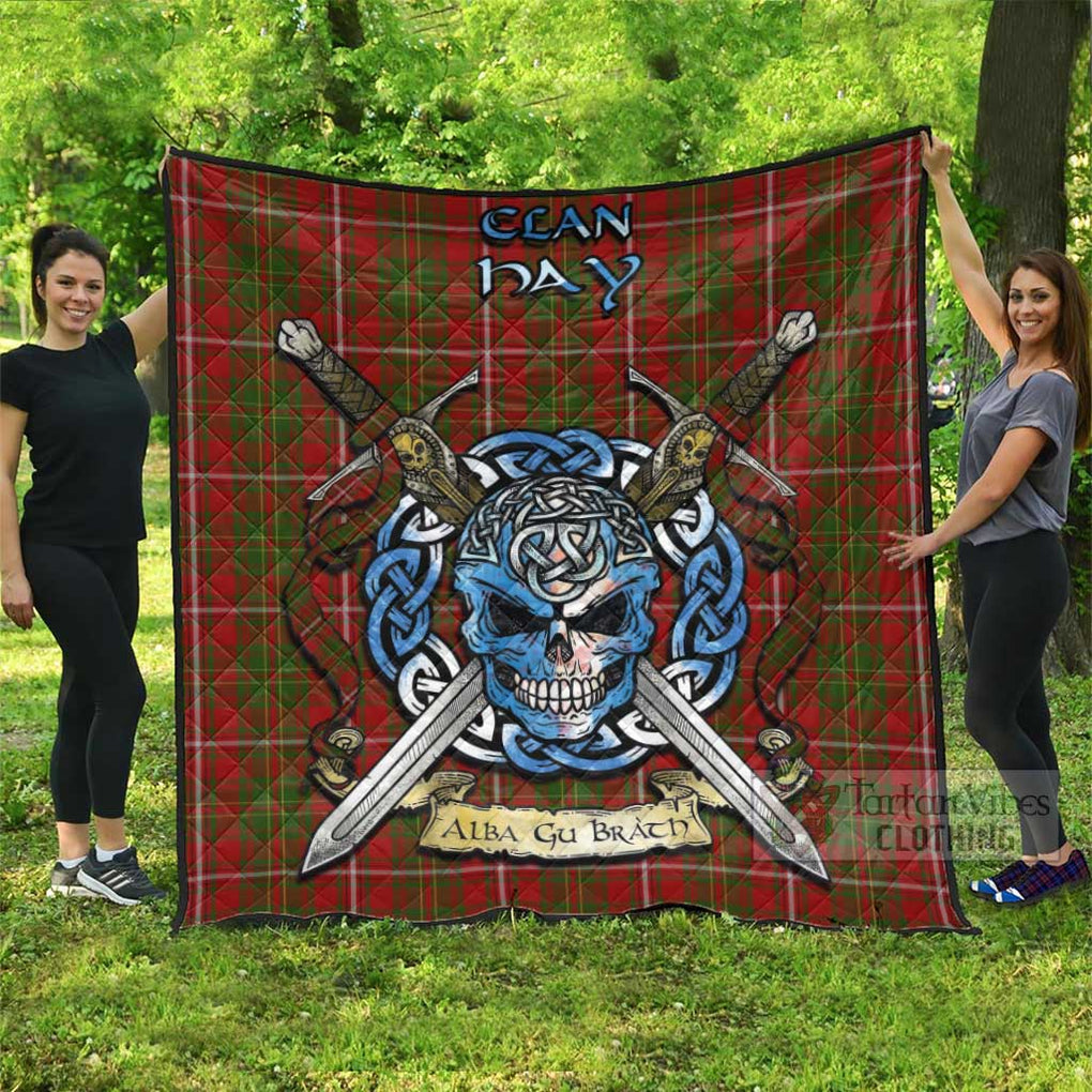 Tartan Vibes Clothing Hay Tartan Quilt with Celtic Skull Alba Gu Brath Style