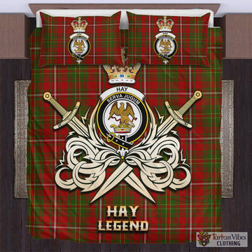 Hay Tartan Bedding Set with Clan Crest and the Golden Sword of Courageous Legacy