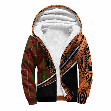 Hay Crest Tartan Sherpa Hoodie with Polynesian Vibes Style - Orange Version