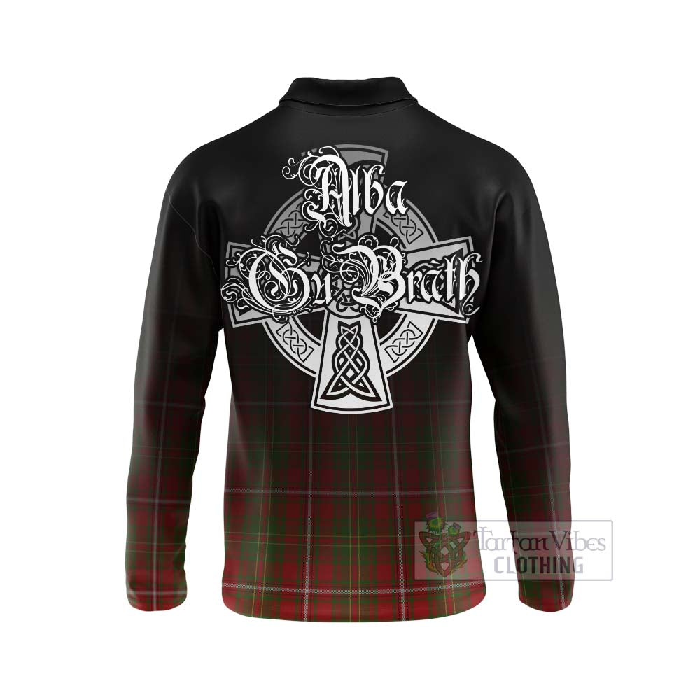 Tartan Vibes Clothing Hay Tartan Long Sleeve Polo Shirt Featuring Alba Gu Brath Family Crest Celtic Inspired