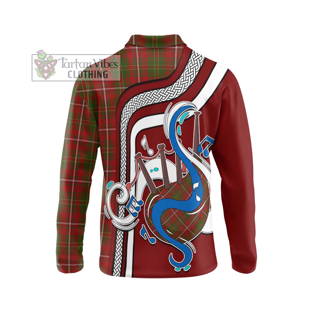 Tartan Vibes Clothing Hay Tartan Long Sleeve Polo Shirt with Epic Bagpipe Style