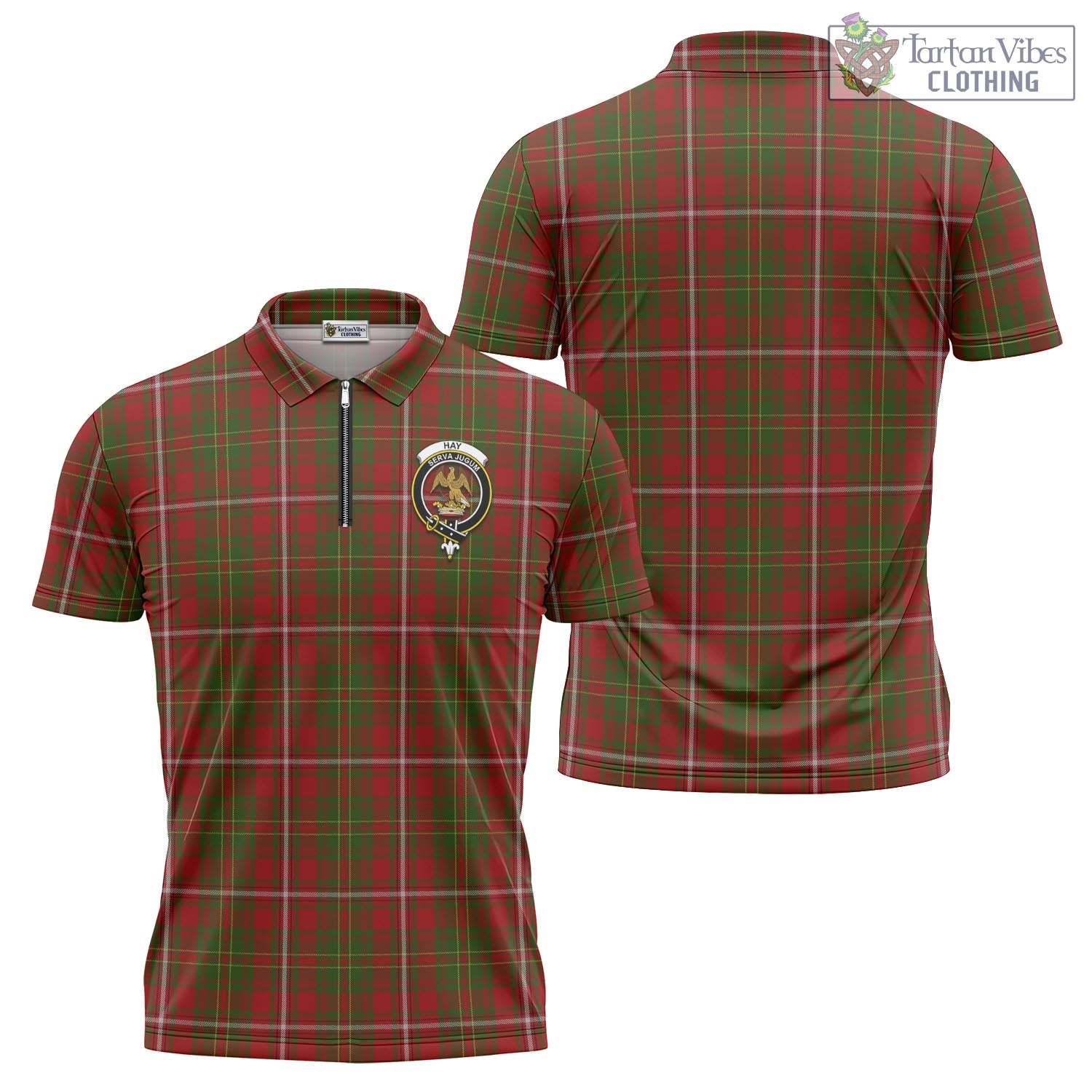 Tartan Vibes Clothing Hay Tartan Zipper Polo Shirt with Family Crest