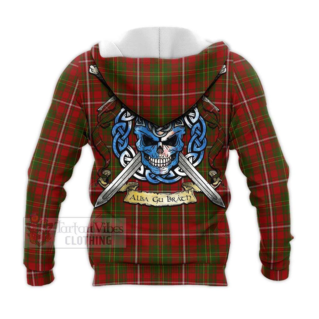 Tartan Vibes Clothing Hay Tartan Knitted Hoodie with Family Crest Celtic Skull Style