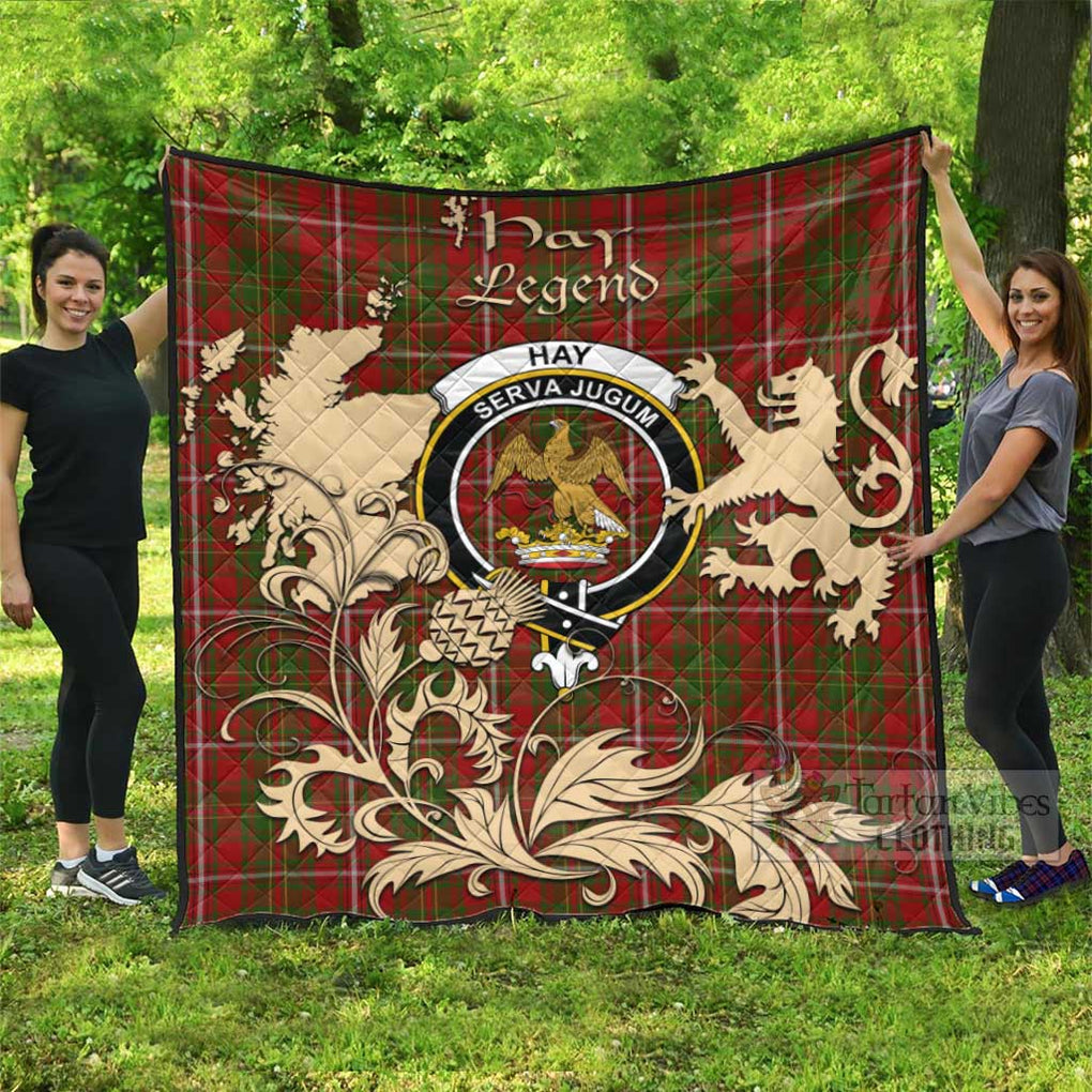 Tartan Vibes Clothing Hay Tartan Quilt with Family Crest and Scottish Symbol Style