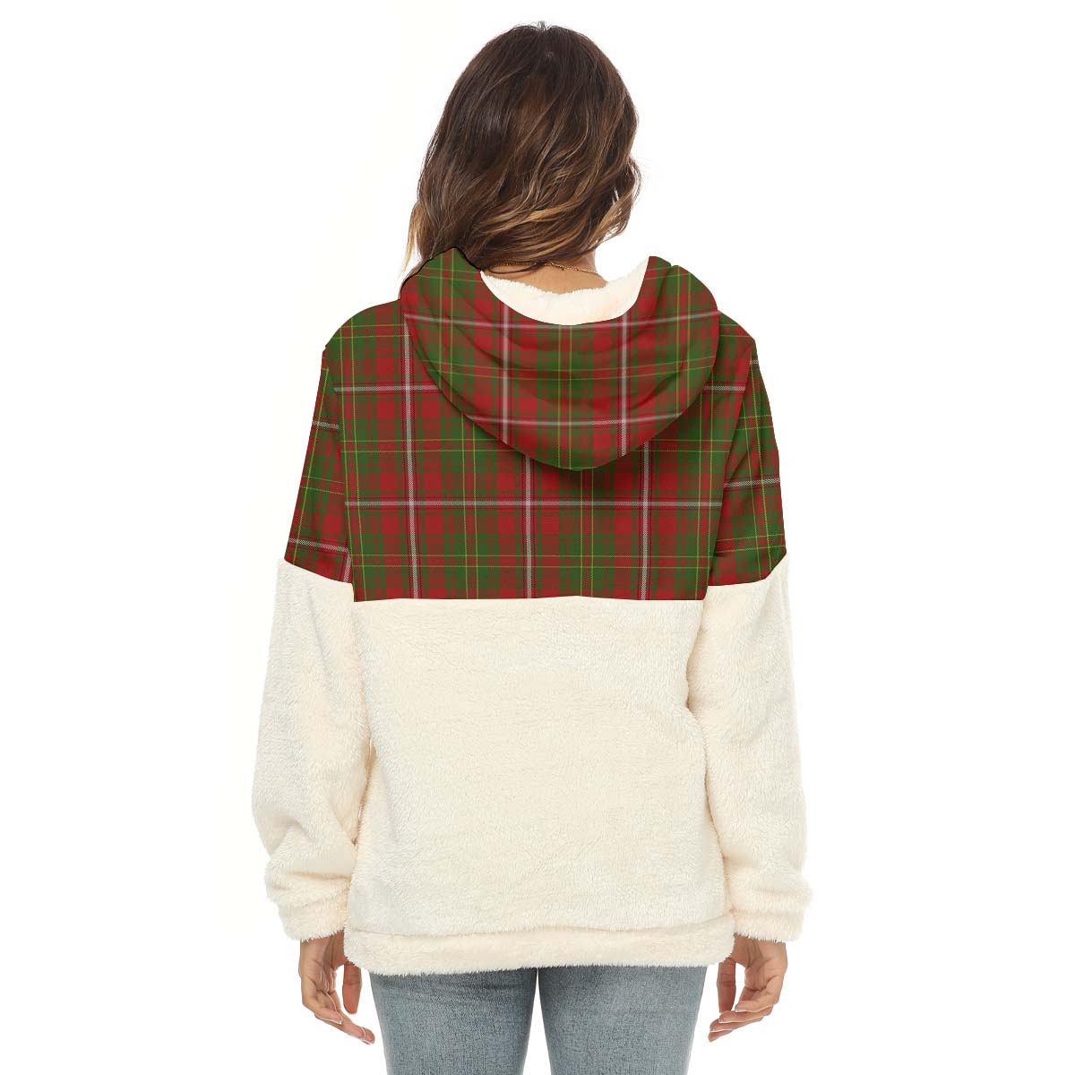 Hay Tartan Women's Borg Fleece Hoodie With Half Zip - Tartan Vibes Clothing