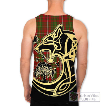 Hay Tartan Men's Tank Top with Family Crest Celtic Wolf Style