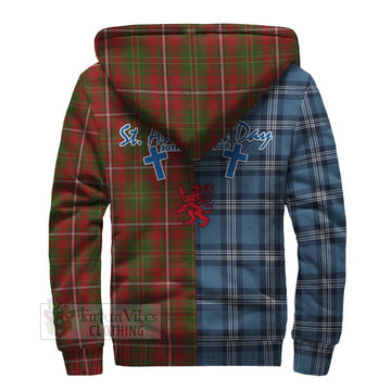 Hay Tartan Sherpa Hoodie Happy St. Andrew's Day Half Tartan Style