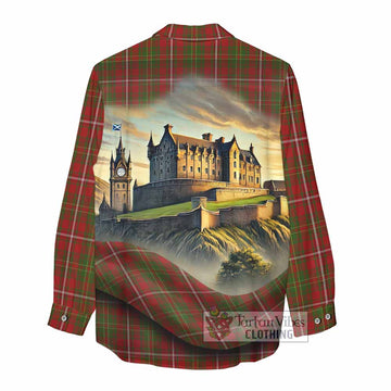 Hay Tartan Family Crest Women's Casual Shirt with Scottish Ancient Castle Style - Tartan Vibes Clothing