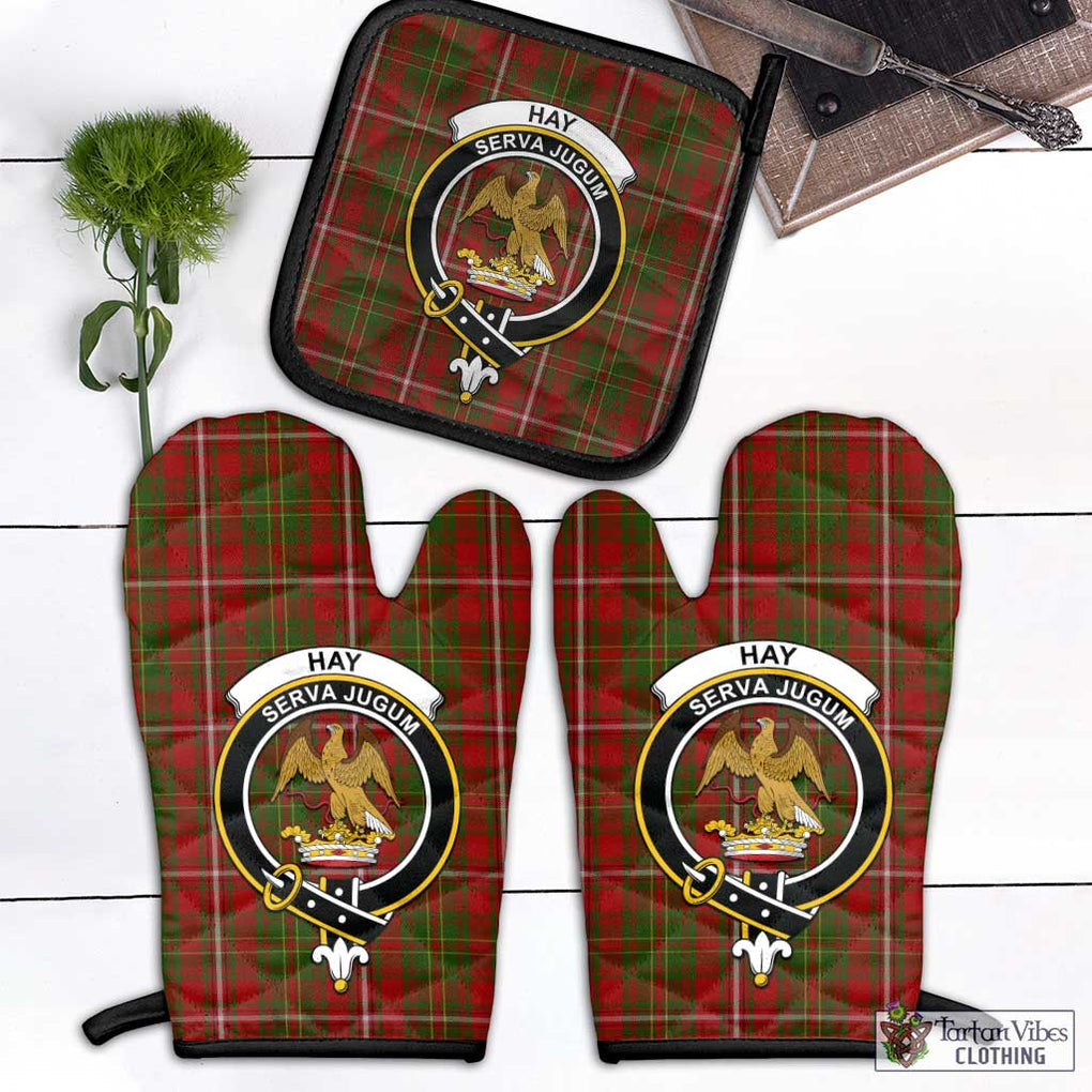 Hay Tartan Combo Oven Mitt & Pot-Holder with Family Crest Combo 1 Oven Mitt & 1 Pot-Holder Black - Tartan Vibes Clothing