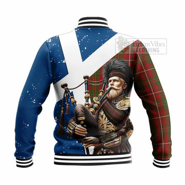 Hay Tartan Baseball Jacket with Family Crest Scottish Bagpiper Vibes